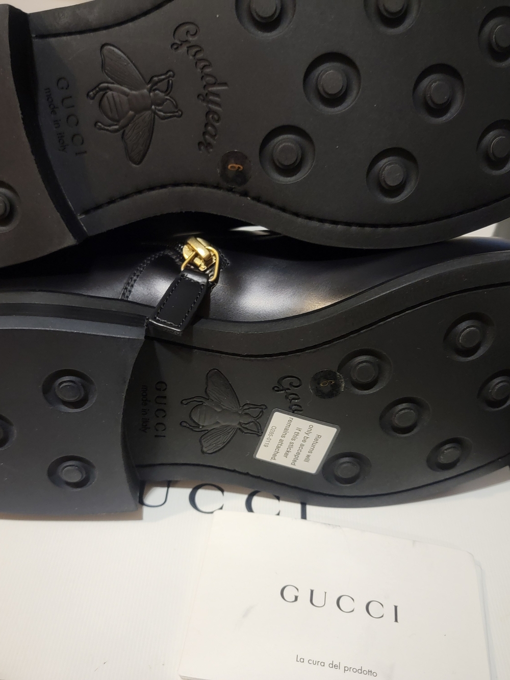 Gucci Black Calf  Leather Nero Zip Up Boots - Picture 9 of 9